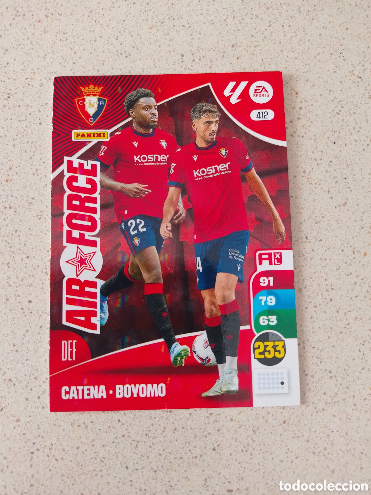 Cromos de F&uacute;tbol: CARTA 412 AIR FORCE CATENA / BOYOMO OSASUNA. ADRENALYN XL 24/25.