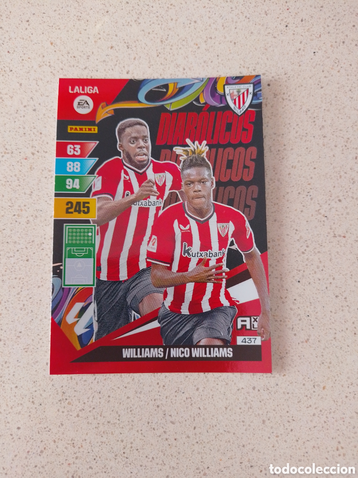 Cromos de F&uacute;tbol: CARTA 437 DIAB&Oacute;LICOS NICO WILLIAMS / I&Ntilde;AKI WILLIAMS ATHLETIC CLUB DE BILBAO. ADRENALYN XL 23/24.