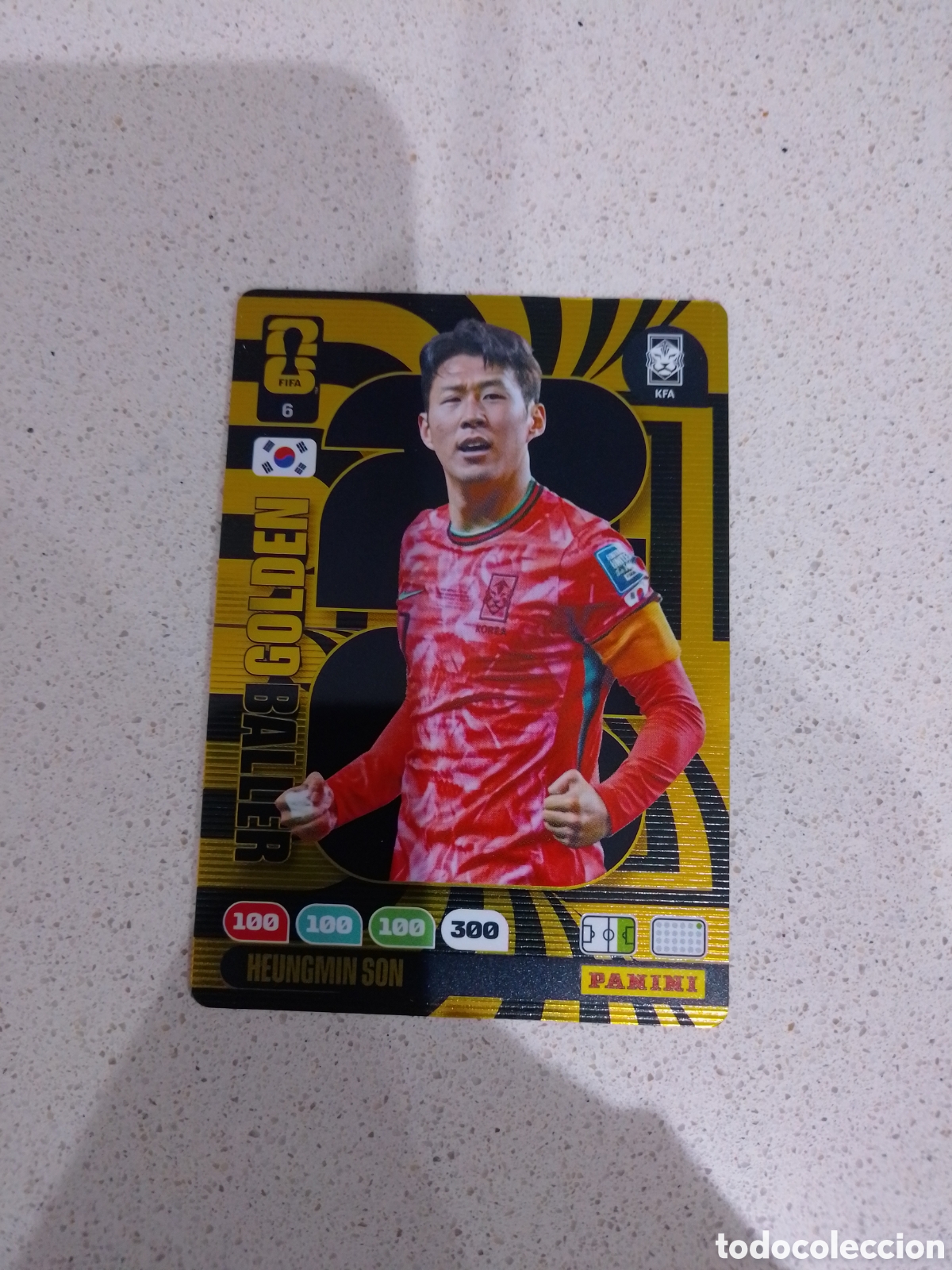 Cartes &agrave; collectionner de Football: CARTA N&Uacute;MERO 6 BAL&Oacute;N DE ORO HEUNGMIN SON COREA DEL SUR. ADRENALYN XL MUNDIAL 2026.