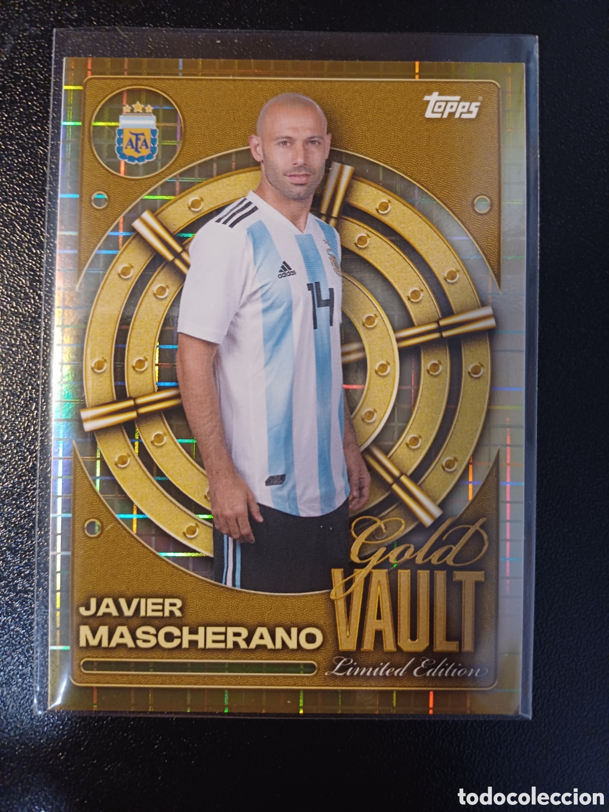 Cromos de F&uacute;tbol: #GV-2 JAVIER MASCHERANO GOLD VAULT LIMITED EDITION TOPPS ARGENTINA COLLECTOR TIN 2026