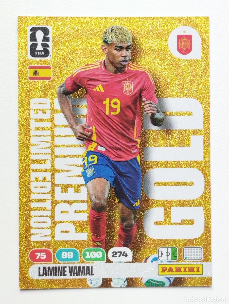 Cromos de F&uacute;tbol: CROMO CARD ADRENALYN MUNDIAL WORLD CUP 2026 PREMIUM GOLD LIMITED EDITION LAMINE YAMAL ESPA&Ntilde;A