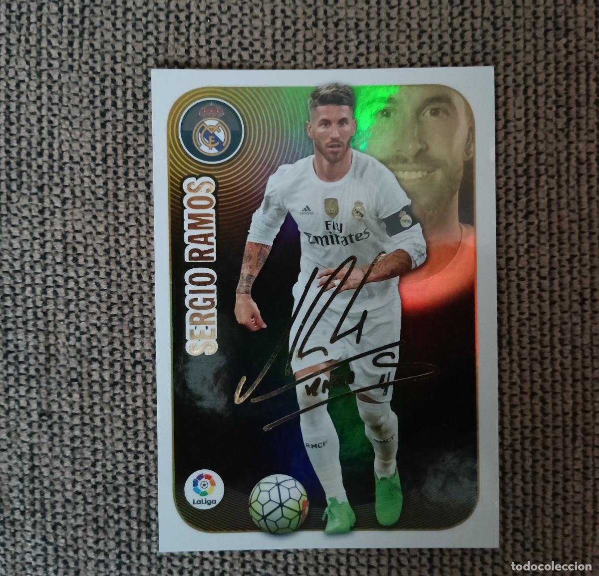 Cromos de F&uacute;tbol: Sergio Ramos. Real Madrid. Serie Oro. Liga Este. Panini. 2016, 17