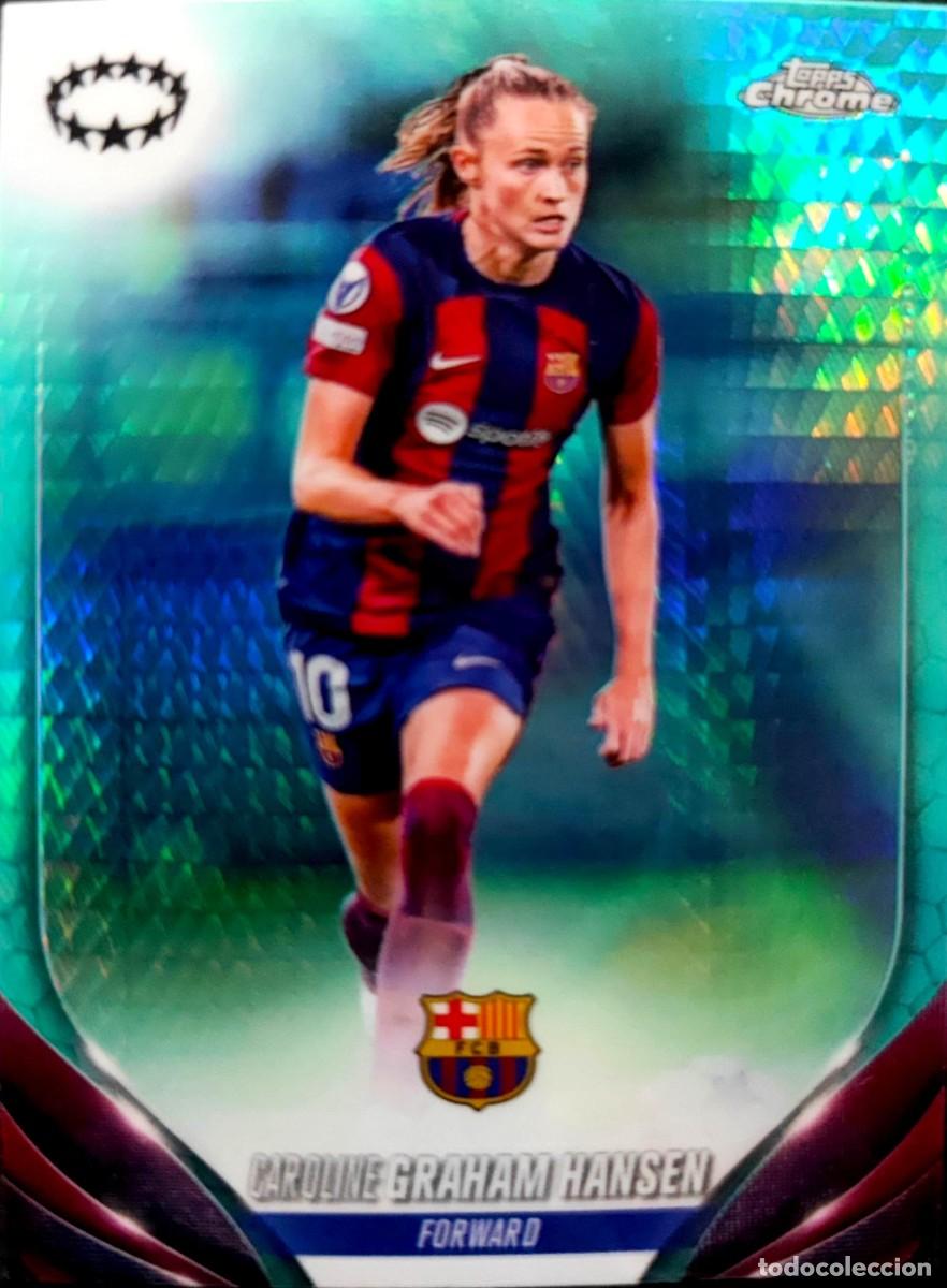 Football Stickers: 32 Caroline Graham Hansen - FC Barcelona - Version Aqua Prism - Topps Chrome UWCL 2023 2024 23 24