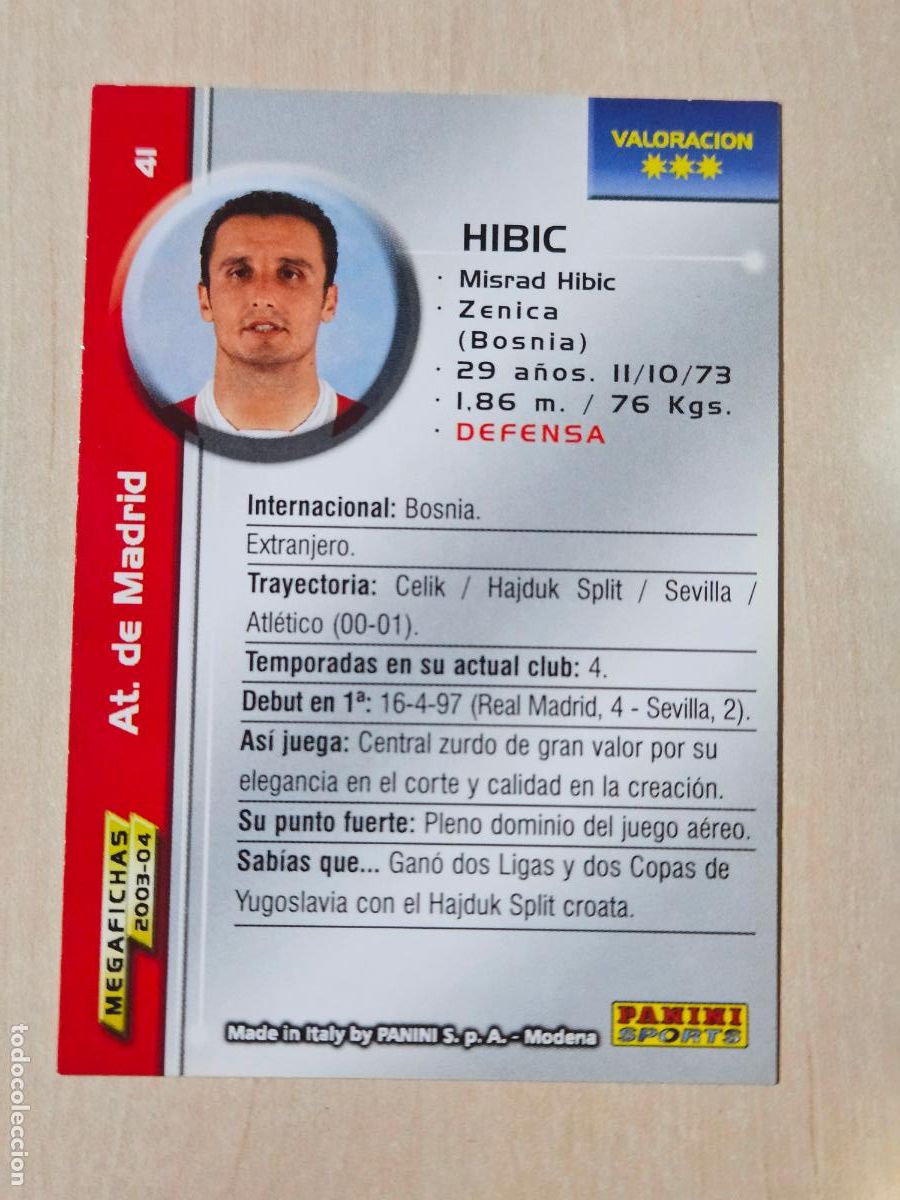 Cromos de F&uacute;tbol: CROMO N&ordm; 41 HIBIC - MEGAFICHAS 2003 04 - ATLETICO DE MADRID
