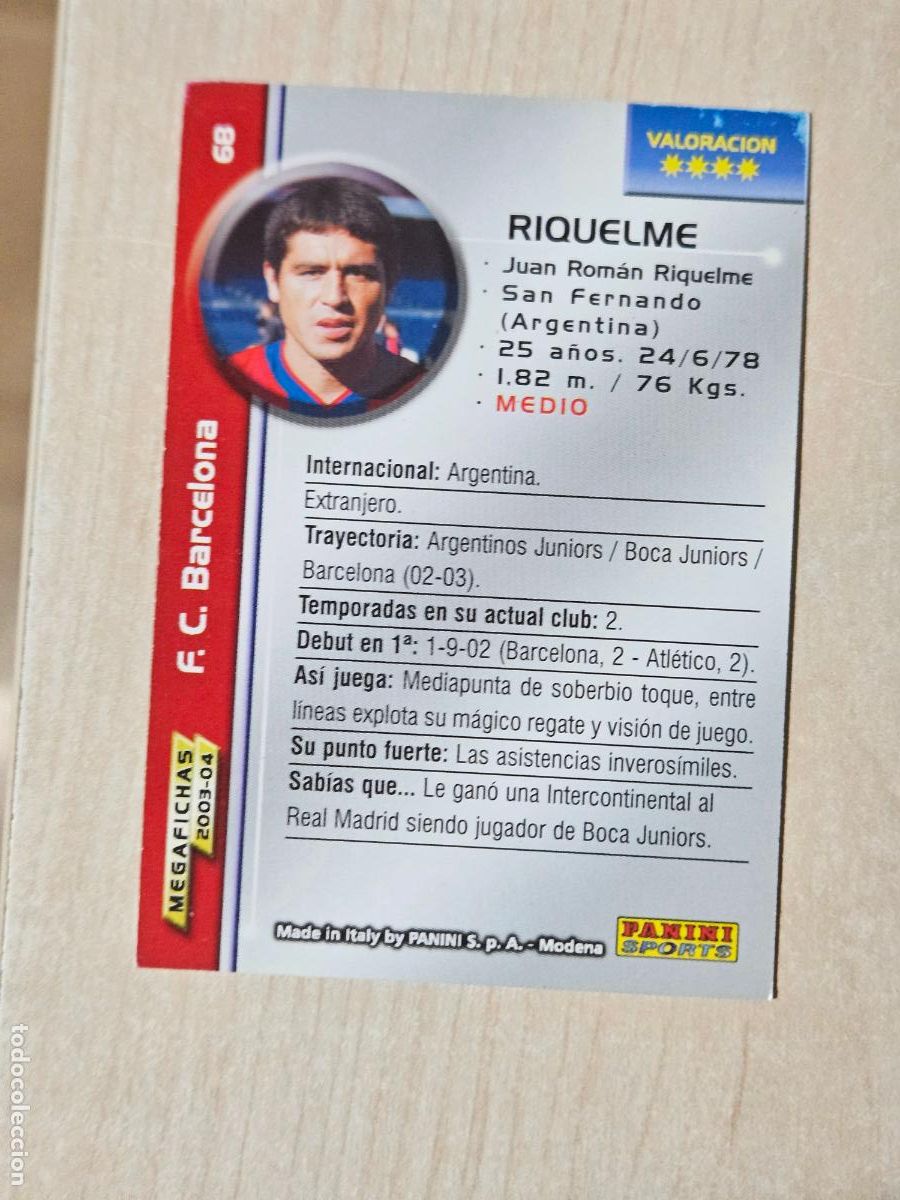 Cartes &agrave; collectionner de Football: CROMO N&ordm; 68 RIQUELME - MEGAFICHAS 2003 04 - BARCELONA