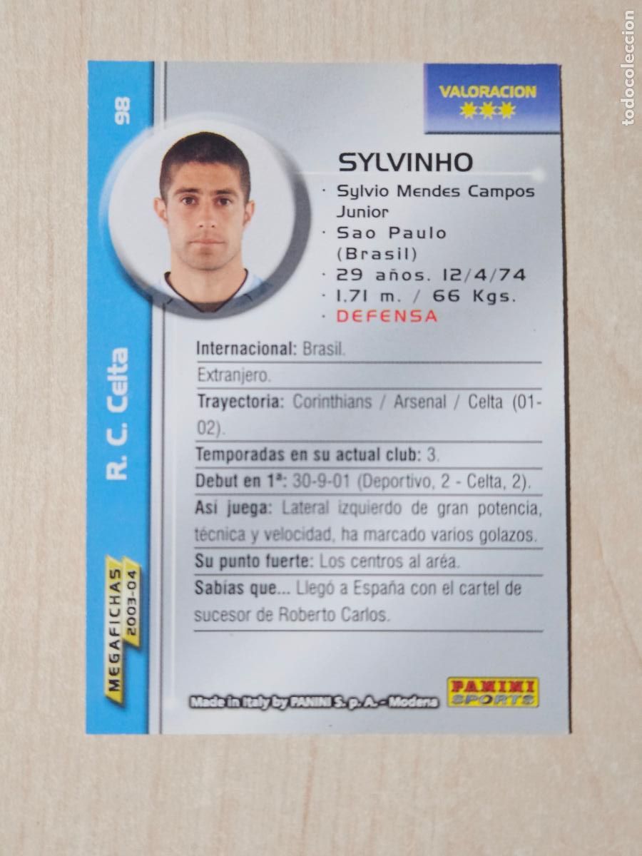 Football Stickers: CROMO N&ordm; 98 SYLVINHO - MEGAFICHAS 2003 04 - REAL CELTA