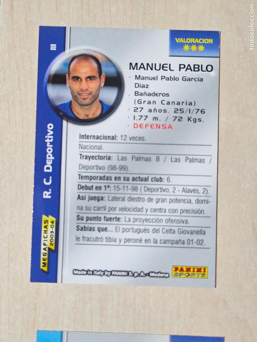 Football Stickers: CROMO N&ordm; 111 MANUEL PABLO - MEGAFICHAS 2003 04 - DEPORTIVO DE LA CORU&Ntilde;A