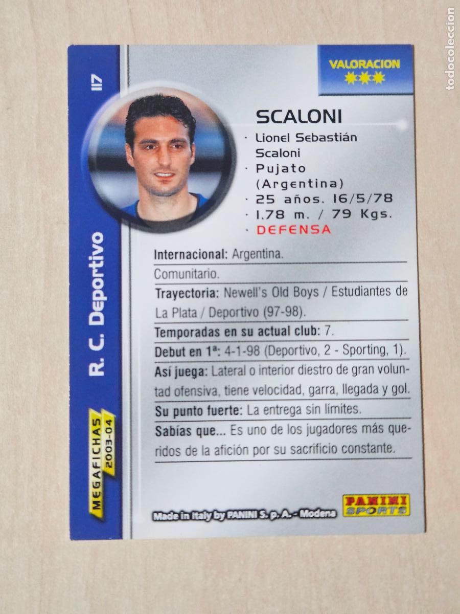 Figurine di Calcio: CROMO N&ordm; 117 SCALONI - MEGAFICHAS 2003 04 - DEPORTIVO DE LA CORU&Ntilde;A