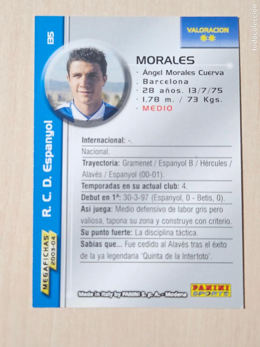 Football Stickers: CROMO N&ordm; 135 MORALES - MEGAFICHAS 2003 04 - ESPANYOL
