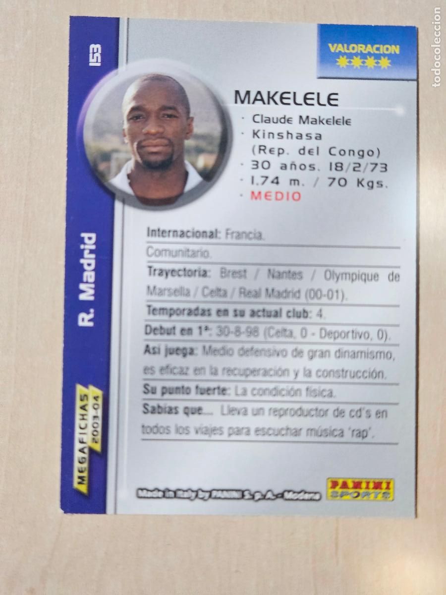Football Stickers: CROMO N&ordm; 153 MAKELELE - MEGAFICHAS 2003 04 - REAL MADRID