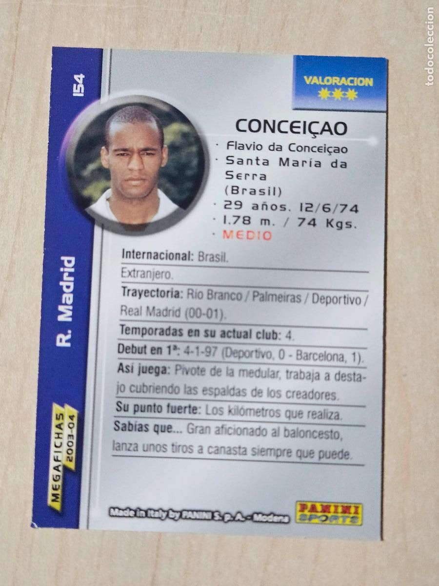 Cromos de F&uacute;tbol: CROMO N&ordm; 154 FLAVIO CONCEICAO - MEGAFICHAS 2003 04 - REAL MADRID