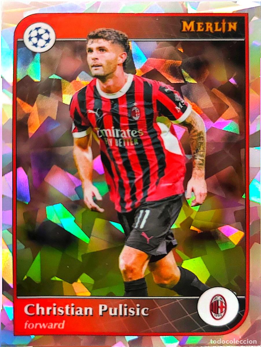 Figurine di Calcio: 76 Christian Pulisic - AC Milan - VERSION ATOMIC ICE - Topps Chrome MERLIN 2024 2025 24 25