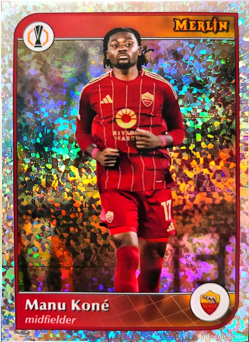Cromos de F&uacute;tbol: 102 Manu Kone - AS Roma - VERSION SPECKLE - Topps Chrome MERLIN 2024 2025 24 25