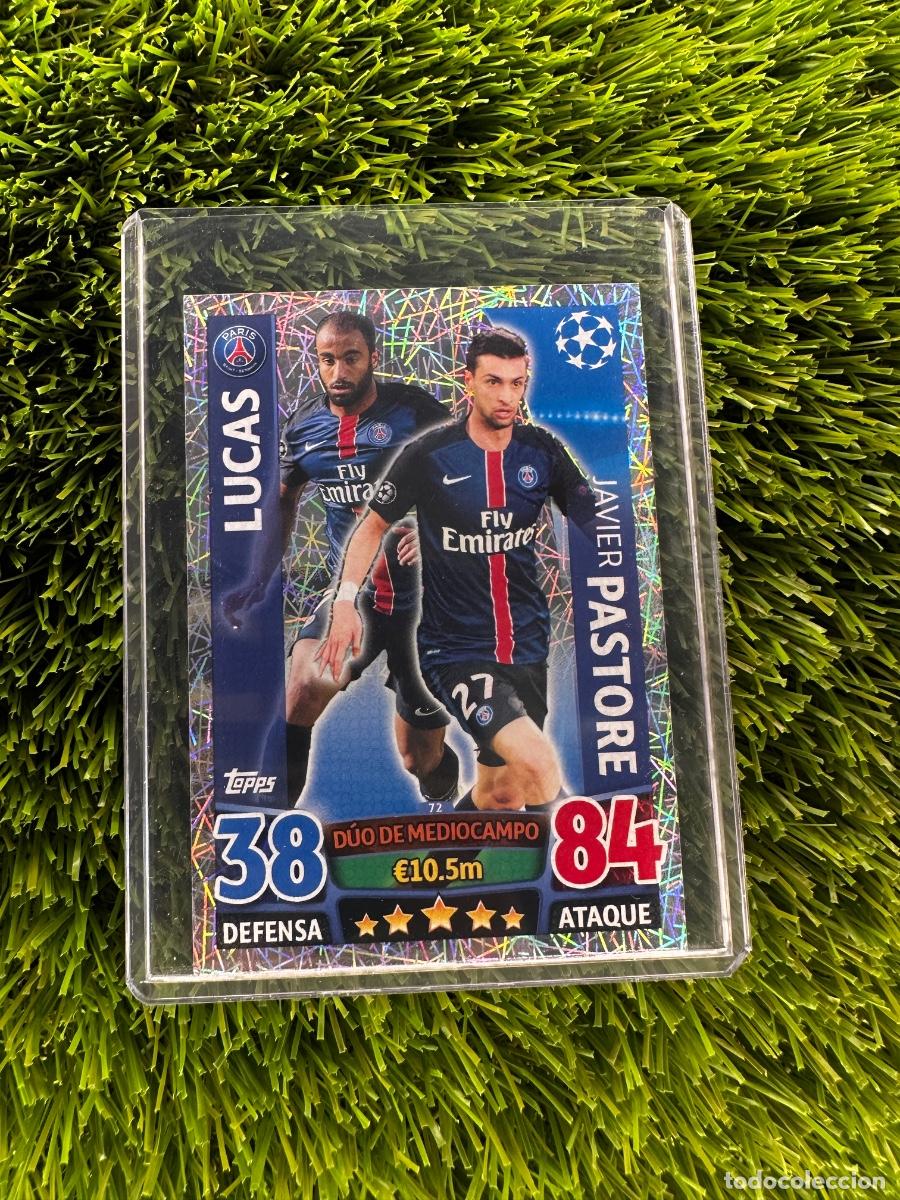 Cromos de F&uacute;tbol: N&ordm; 72 Lucas - Javier Pastore D&uacute;o de Mediocampo Paris Saint-Germain Match Attax 15 16