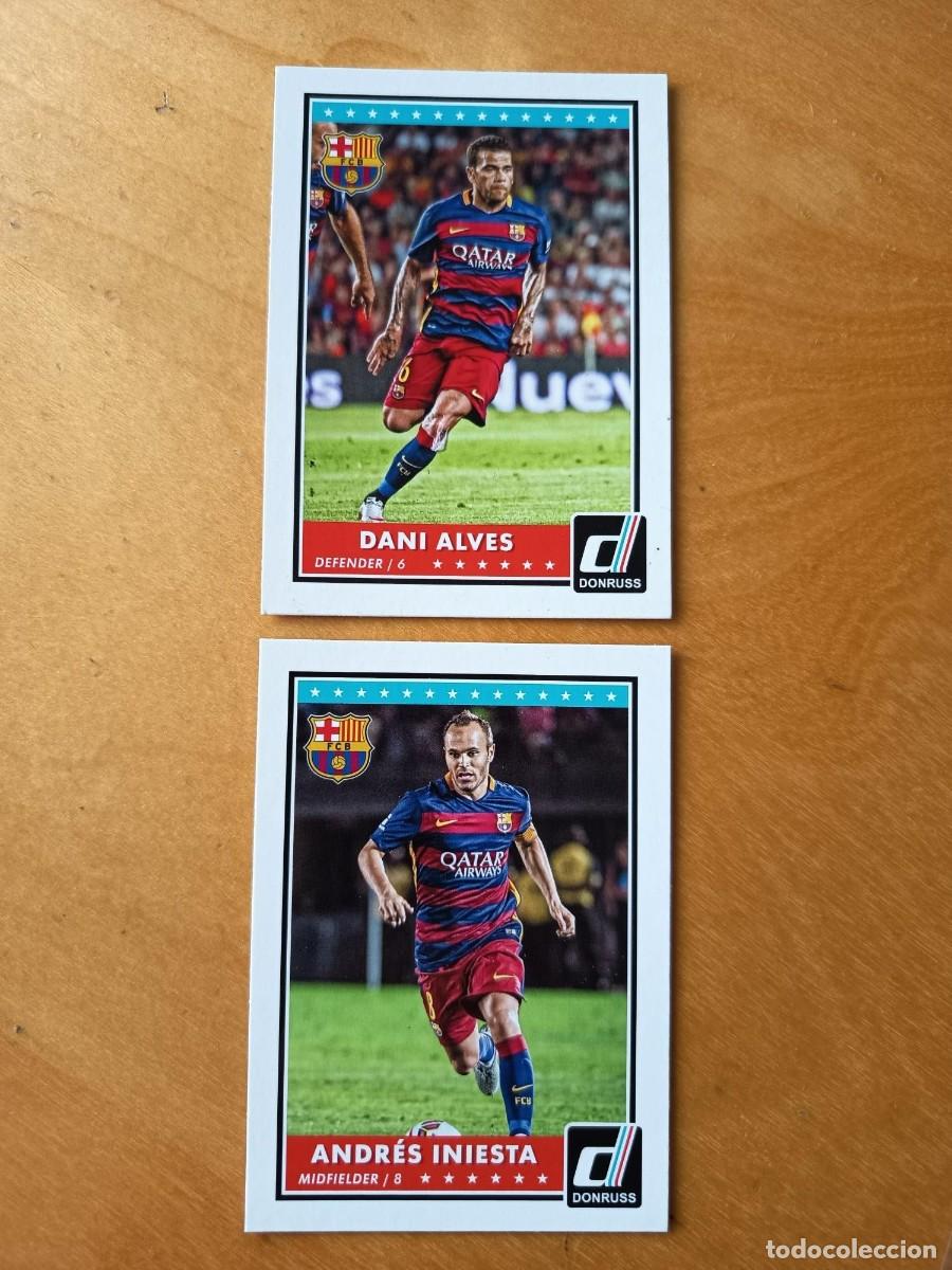 Cromos de F&uacute;tbol: INIESTA Y DANI ALVES LOTE BARCELONA PANINI DONRUSS 2015