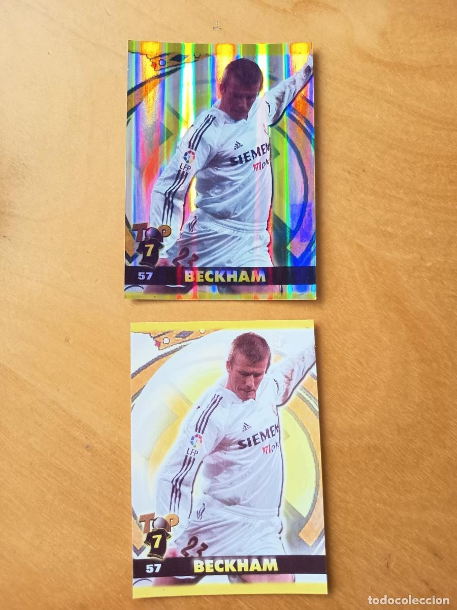 Cromos de F&uacute;tbol: BECKHAM REAL MADRID 57 LAS DOS VERSIONES TOP 2005 MUNDICROMO