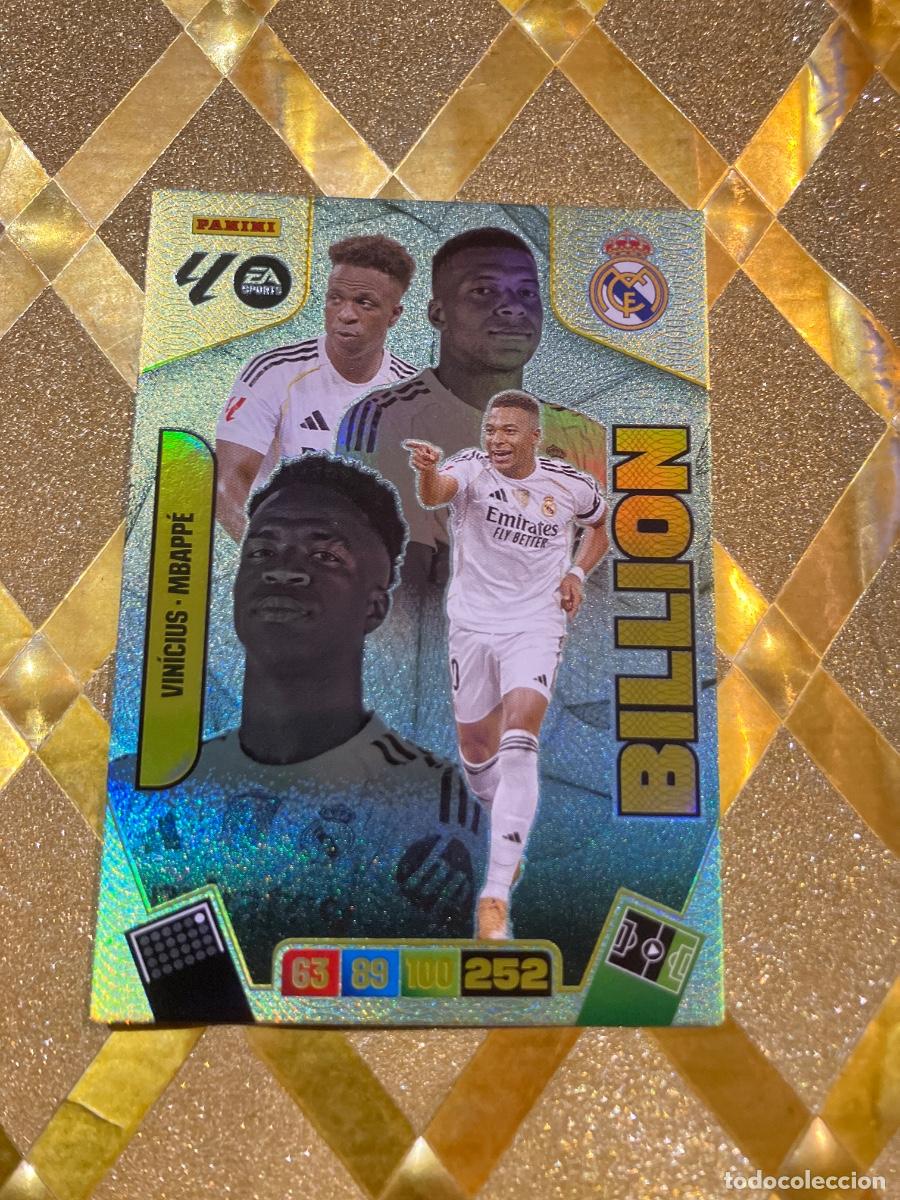 Cromos de F&uacute;tbol: CROMO DE FUTBOL VINICIUS - MBAPPE REAL MADRID BILLION MOMENTUM ORO ADRENALYN 2025 2026 PANINI !