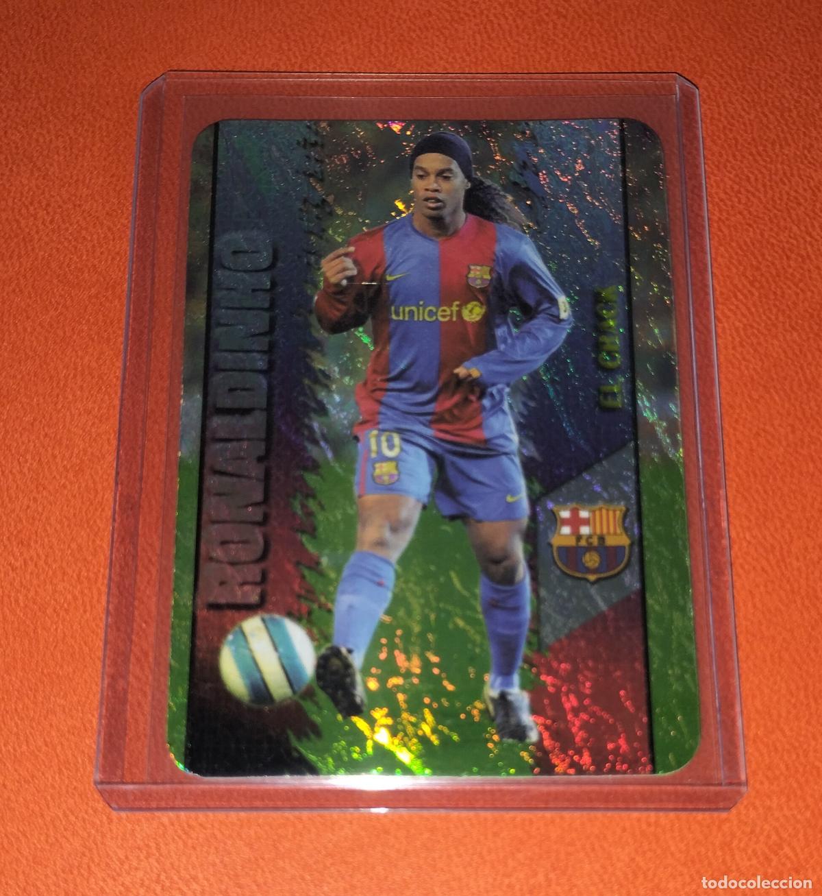 Fu&szlig;ball-Sticker: 53 RONALDINHO JASPEADO VERTICAL EL CRACK CARD FC BARCELONA MUNDICROMO LIGA 2007 2008 07 08