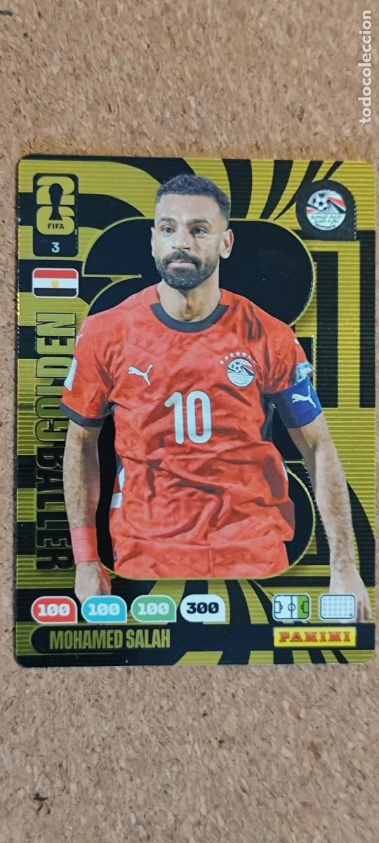 Cromos de F&uacute;tbol: ADRENALYN XL FIFA WORLD CUP 2026 CARD GOLDEN BALLER SALAH LIVERPOOL # PANINI