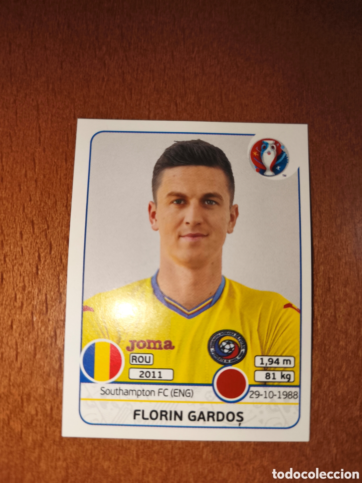 Cromos de F&uacute;tbol: Florin Gardos n&deg;54 UEFA Euro 2016 Ruman&iacute;a