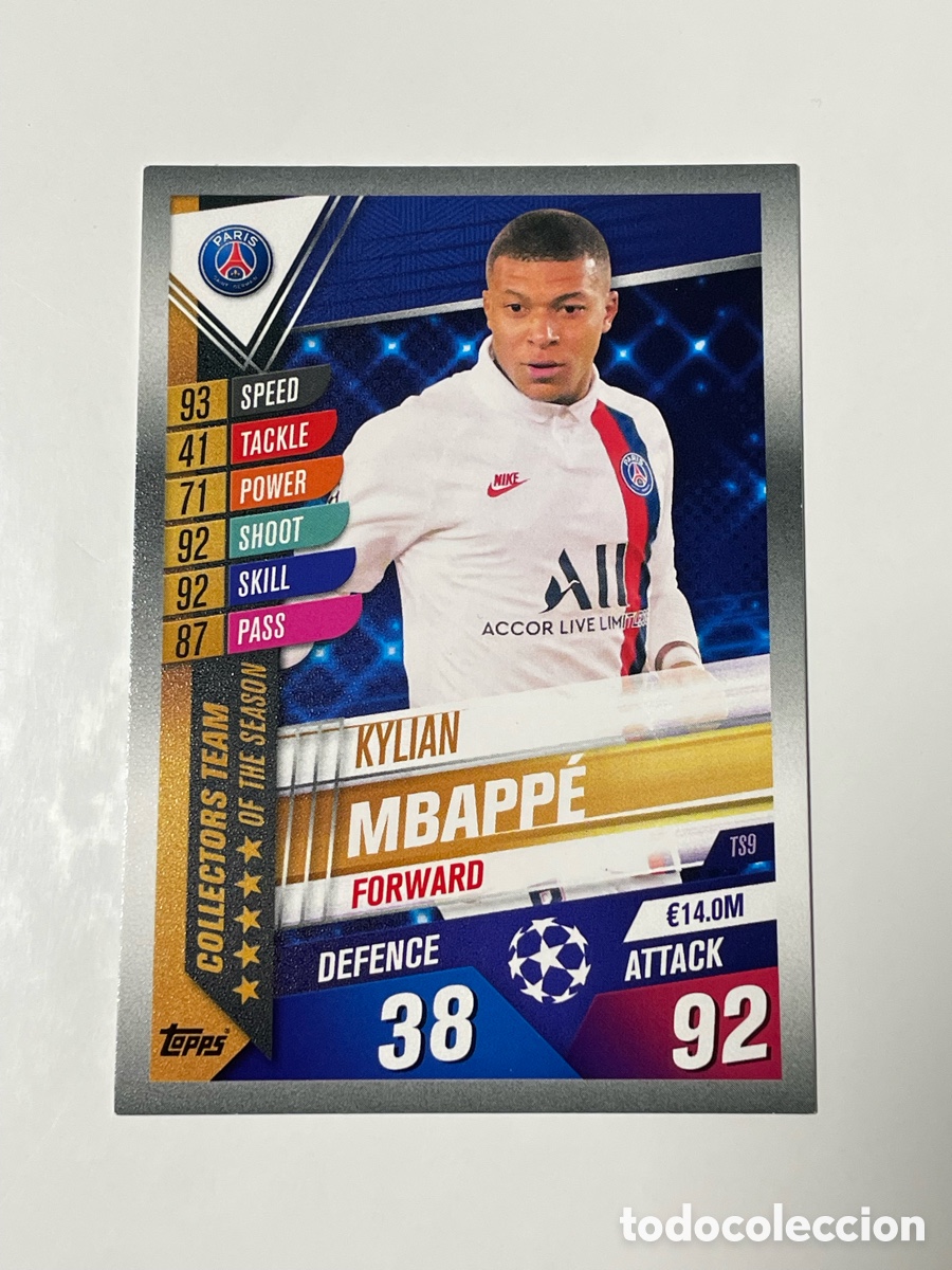 Cromos de F&uacute;tbol: Kylian Mbapp&eacute; Paris Saint Germain Topps Match Attax 2019/20 #TS9