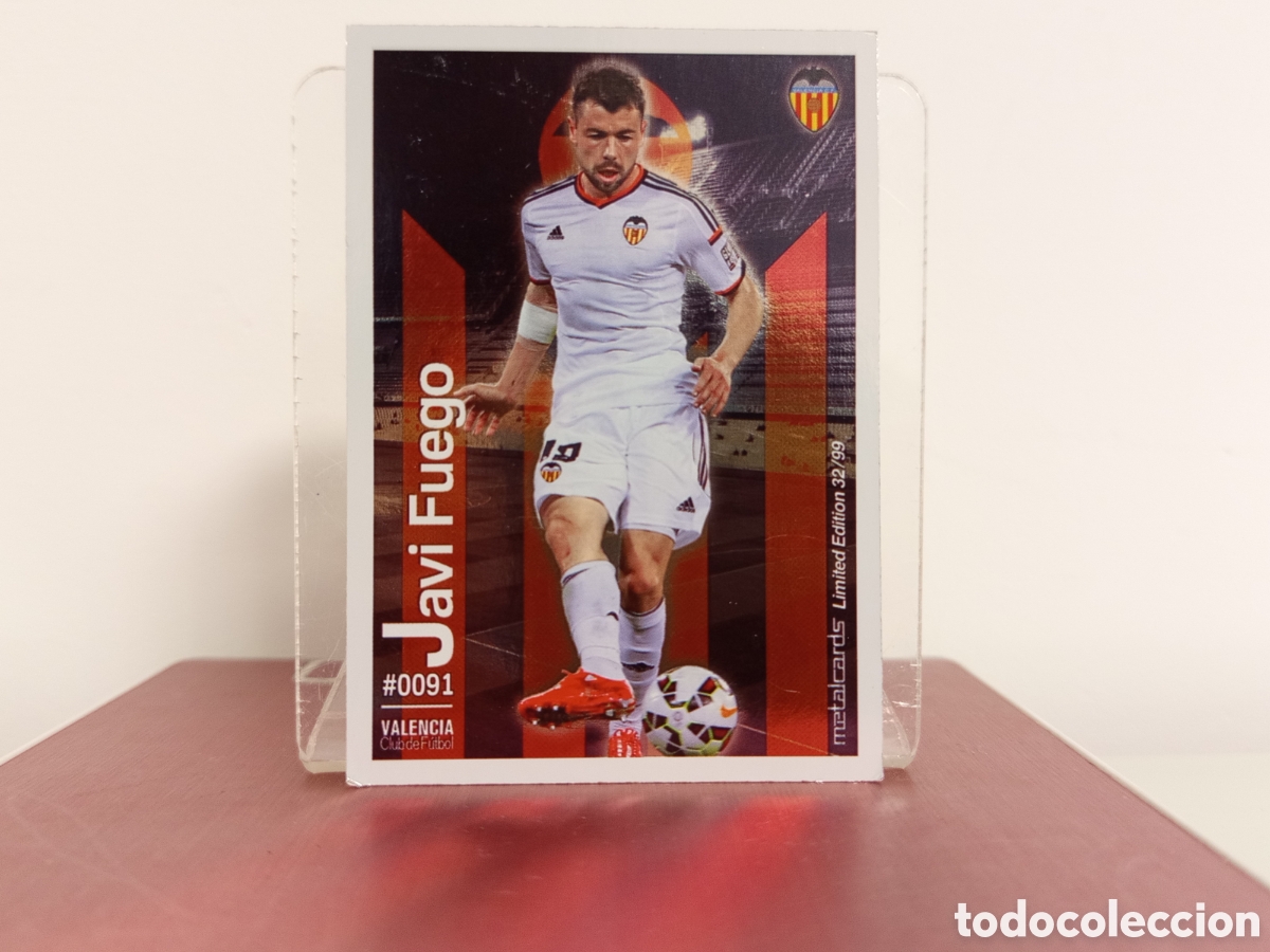 Figurine di Calcio: ❇️ CROMO ⚽ JAVI FUEGO VALENCIA 91 FICHAS LIGA QUIZ 15 16 2015 2016 METALCARDS LIMITED EDITION ❇️