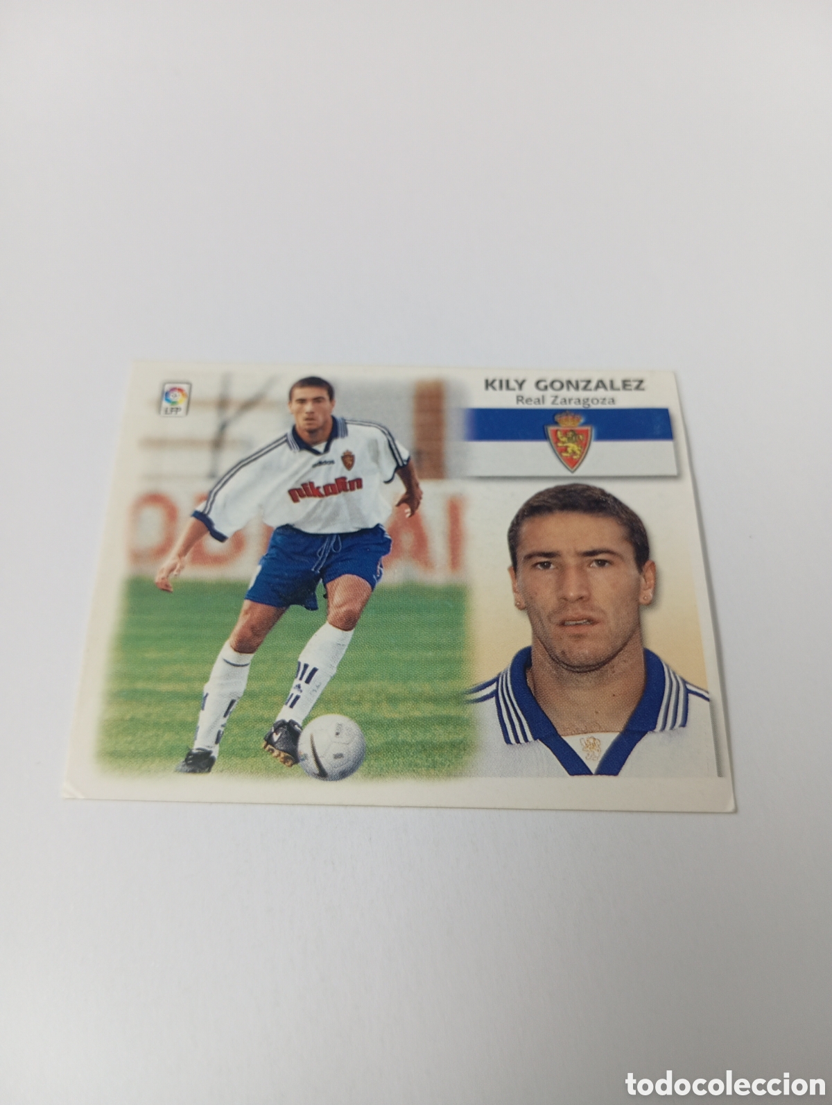 Cromos de F&uacute;tbol: KILY GONZ&Aacute;LEZ BAJA Zaragoza LIGA ESTE 1999 2000 PANINI 99 00 NUEVO SIN PEGAR