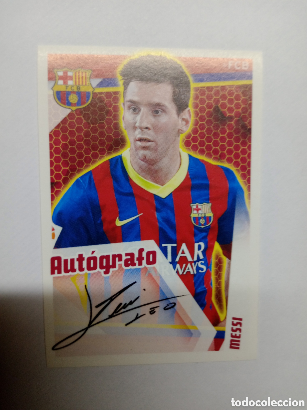 Cromos de F&uacute;tbol: 2013 2014 13 14 CROMO NUNCA PEGADO COLECCI&Oacute;N OFICIAL FC BARCELONA AUTOGRAFO MESSI N 142