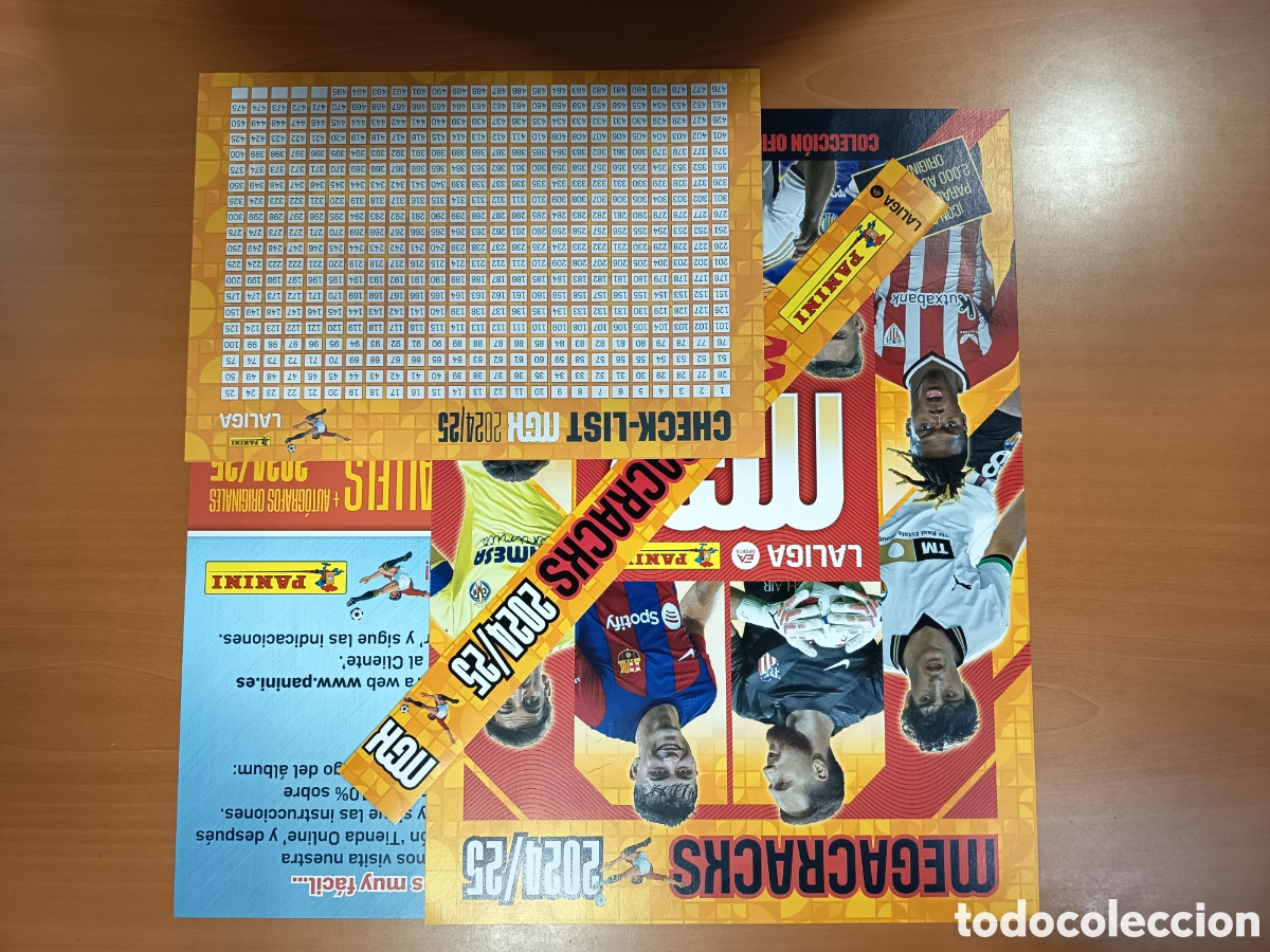 Cromos de F&uacute;tbol: Lote de 26 conjunto completo portada, contraportada, cantonera y check list Megacracks 2024-25