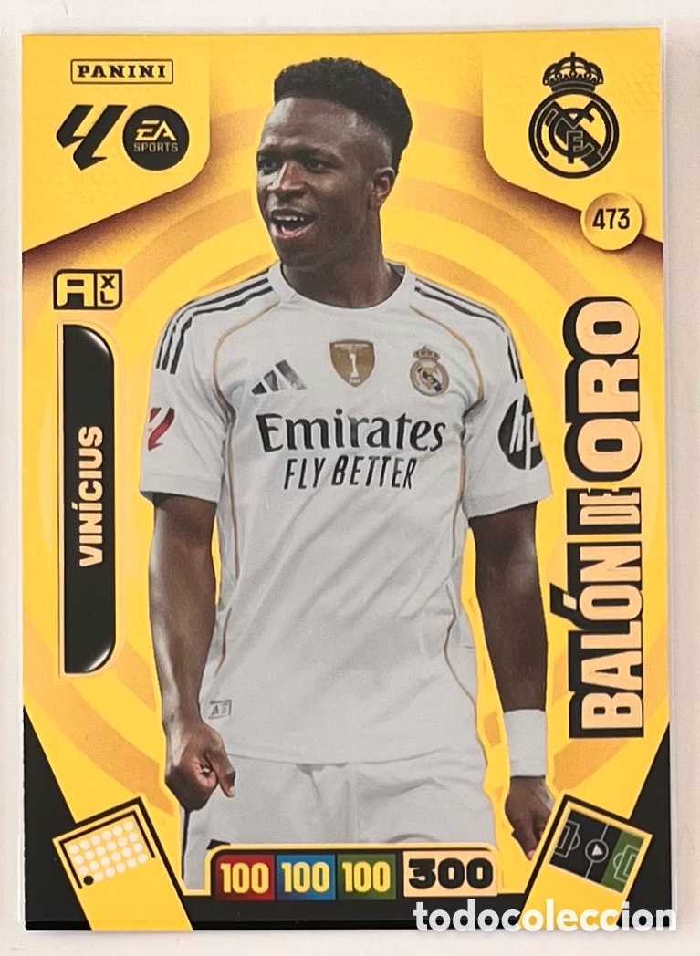 Cromos de F&uacute;tbol: 473 VINICIUS BAL&Oacute;N DE ORO ADRENALYN 25 26 2025 2026 REAL MADRID