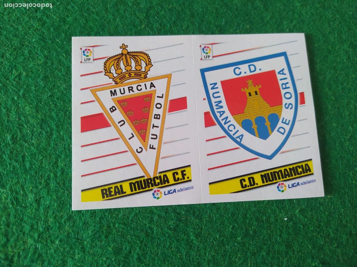 Cromos de F&uacute;tbol: LIGA ESTE 2013 2014 13/14 NUEVO SIN PEGAR ESCUDOS LIGA ADELANTE N&ordm; 8 NUMANCIA / REAL MURCIA