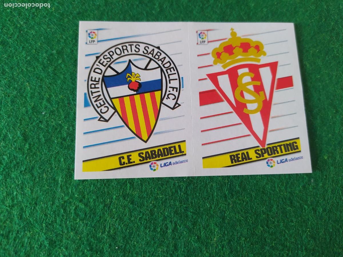 Cromos de F&uacute;tbol: LIGA ESTE 2013 2014 13/14 NUEVO SIN PEGAR ESCUDOS LIGA ADELANTE N&ordm; 10 SPORTING / SABADELL
