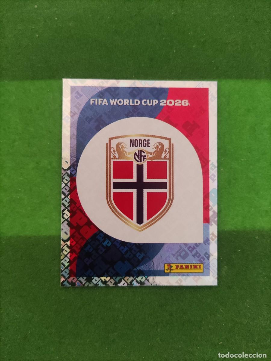 Cromos de F&uacute;tbol: Escudo Noruega NOR 1 Sticker Mundial 2026 FIFA World Cup / Sin pegar