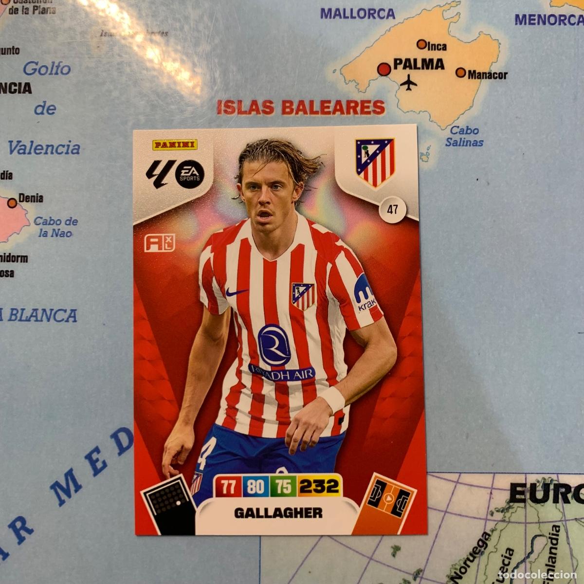 Cromos de F&uacute;tbol: Gallagher n&uacute;mero 47 del Atl&eacute;tico de Madrid cromo adrenalyn XL 25-26 2025-2026