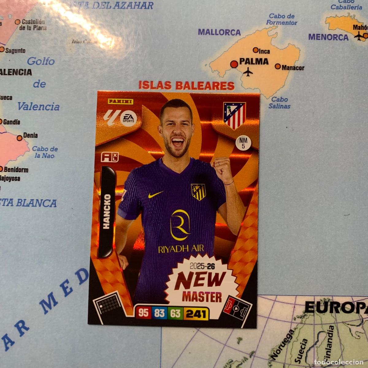Cromos de F&uacute;tbol: Hancko New Master n&uacute;mero 5 del Atl&eacute;tico de Madrid cromo adrenalyn XL 25-26 2025-2026