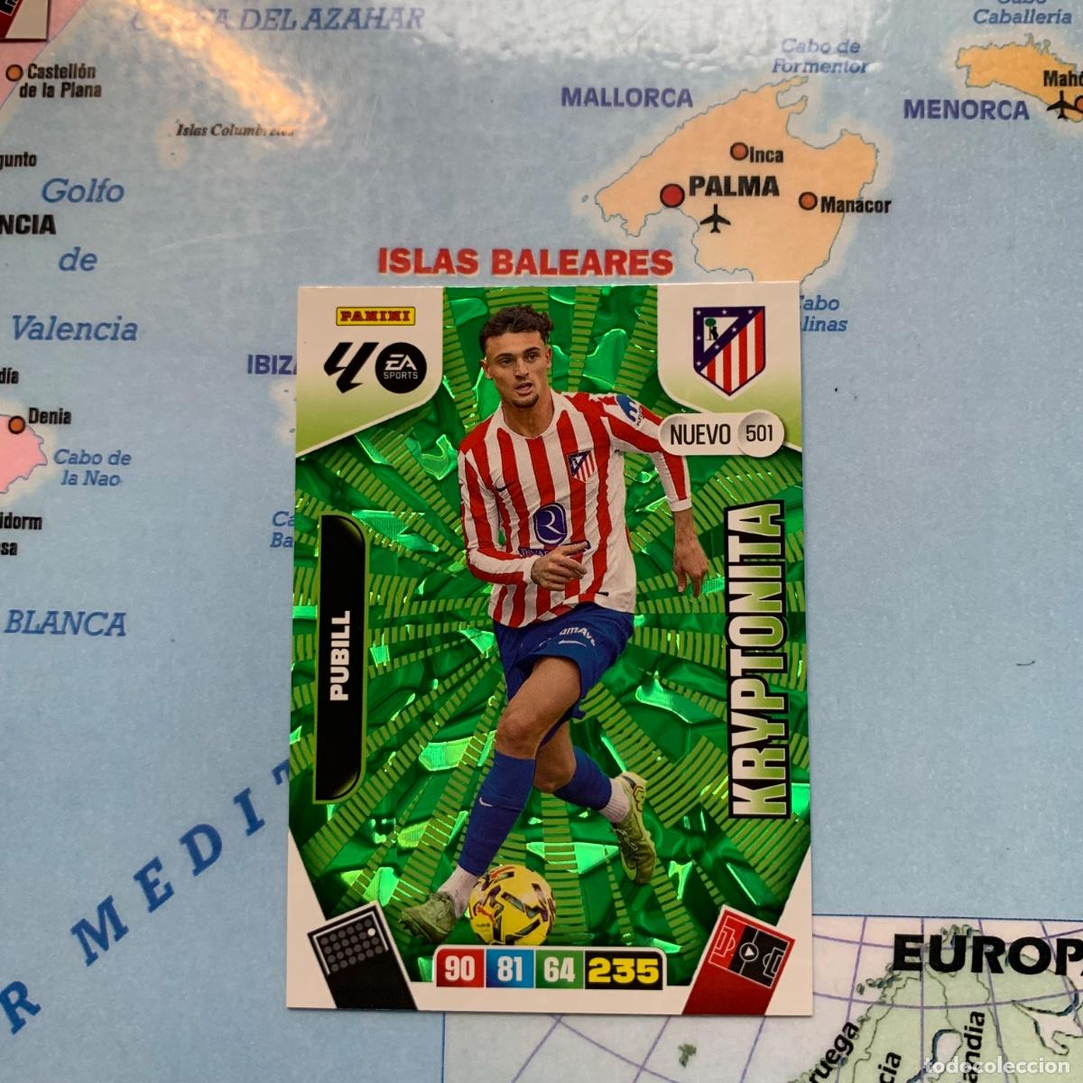 Cromos de F&uacute;tbol: Pubill nuevo Kryptonita n&uacute;mero 501 Del Atl&eacute;tico de Madrid cromo adrenalyn XL 25-26 2025-2026