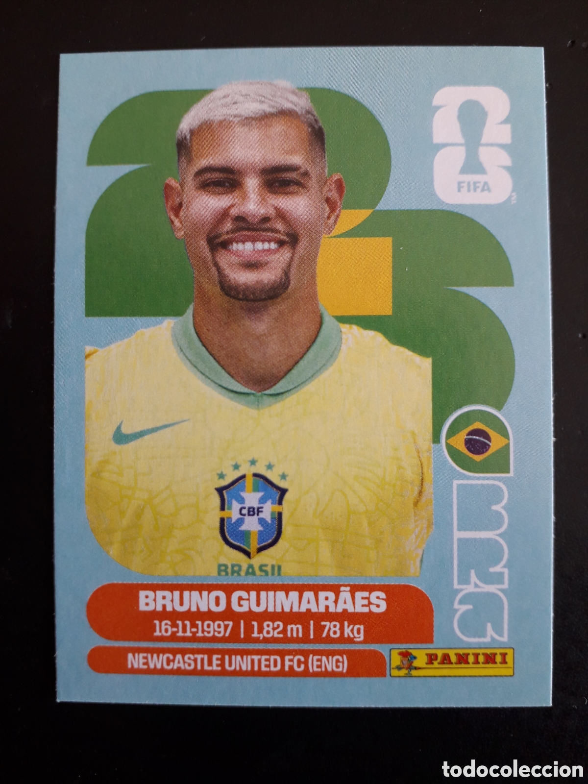 Cromos de F&uacute;tbol: BRUNO GUIMAR&Atilde;ES BRASIL BRA 11 MUNDIAL F&Uacute;TBOL 2026 FIFA WORLD CUP PANINI SIN PEGAR PEDIDO M&Iacute;NIMO 3&euro;.
