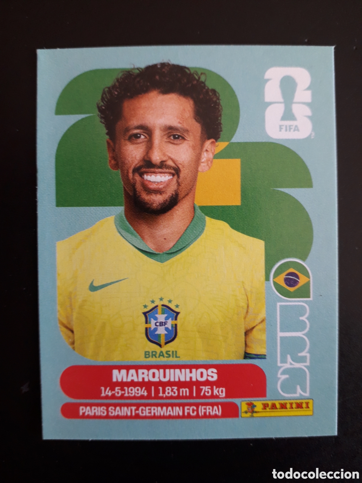 Fu&szlig;ball-Sticker: MARQUINHOS BRASIL BRA 4 MUNDIAL F&Uacute;TBOL 2026 FIFA WORLD CUP PANINI SIN PEGAR PEDIDO M&Iacute;NIMO 3&euro;