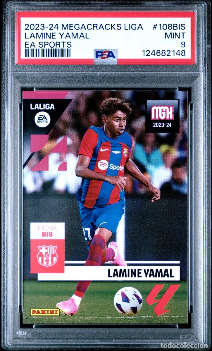 Cromos de F&uacute;tbol: Rookie Lamine Yamal #108BIS 108 bis FC Barcelona Panini Megacracks 2023 24 PSA 9