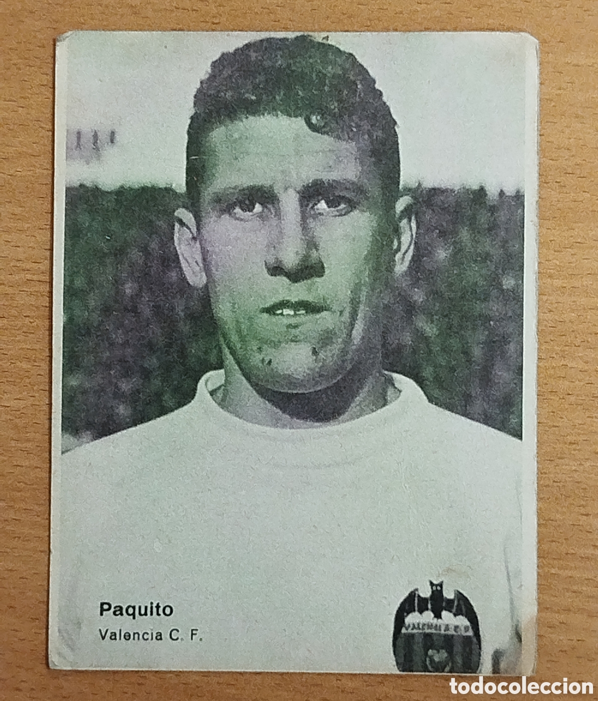 Cromos de F&uacute;tbol: ANTIGUA FOTO POSTAL CROMO DOBLE CARA FUTBOL FOTOGRAF&Iacute;A PAQUITO Y ROBERTO VALENCIA CLUB FUTBOL