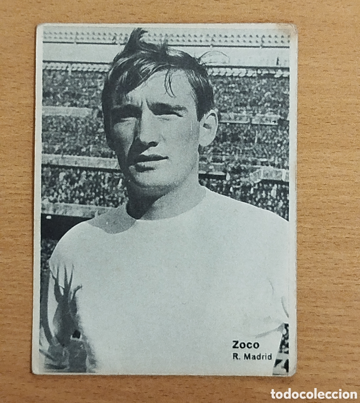 Football Stickers: ANTIGUA FOTO POSTAL CROMO DOBLE CARA FUTBOL FOTOGRAF&Iacute;A ZOCO Y SUAREZ REAL MADRID