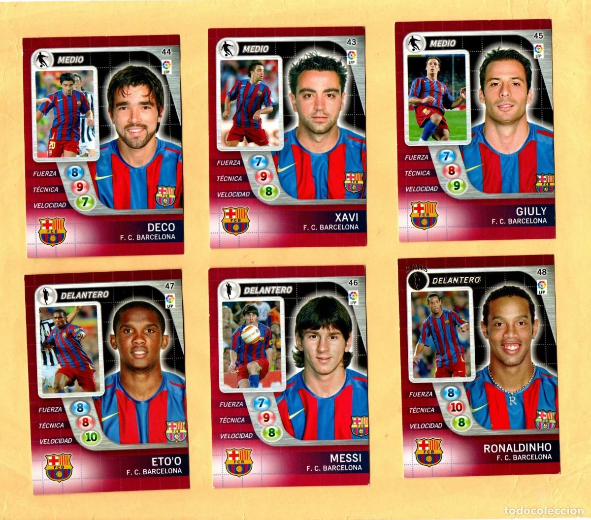 Cromos de F&uacute;tbol: PANINI DERBY TOTAL 2005-2006 12 CROMOS COMPLETO FC.BARCELONA, MESSI,RONALDINHO,ETOO,XAVI ETC..