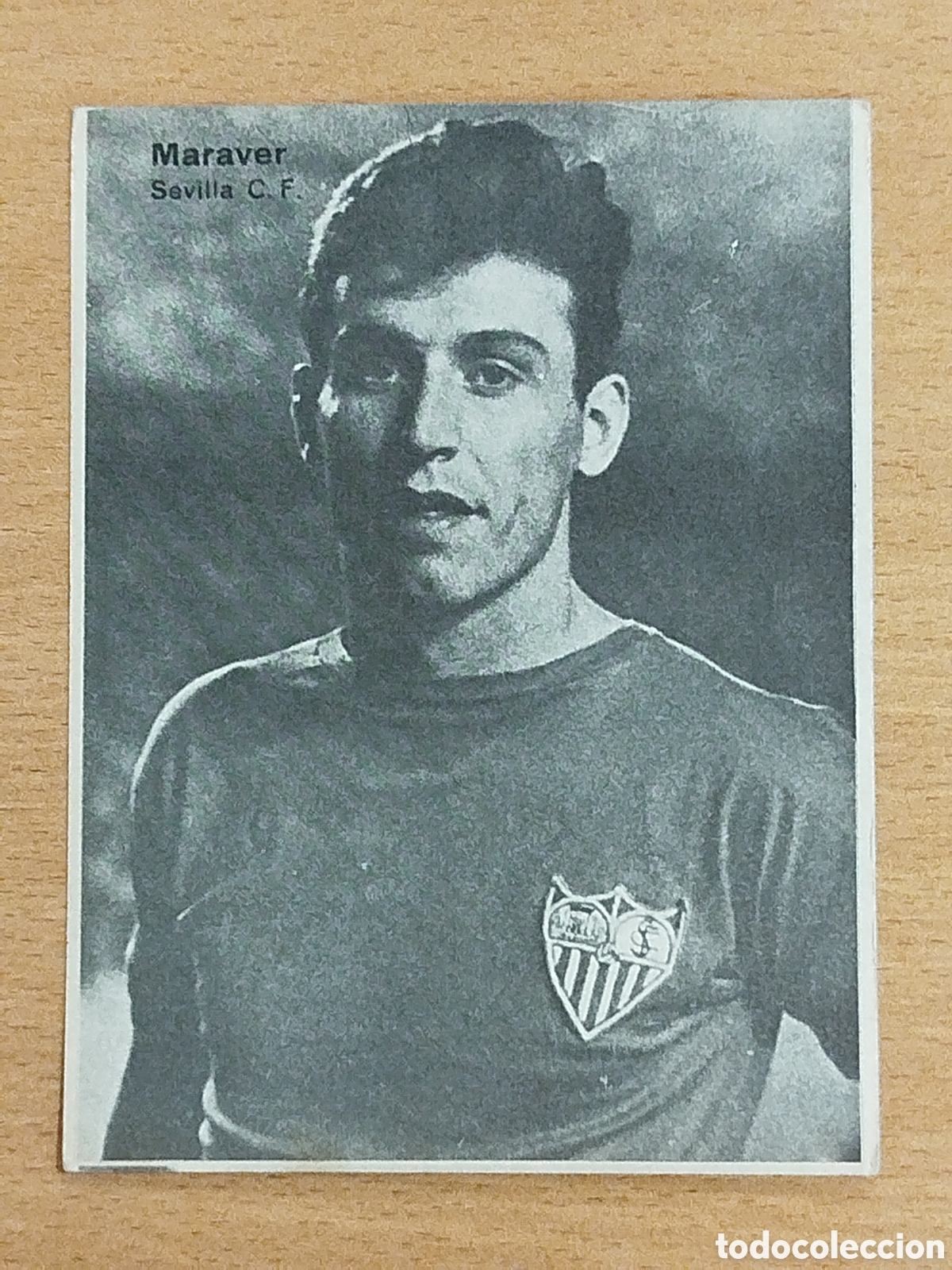 Figurine di Calcio: ANTIGUA FOTO POSTAL CROMO DOBLE CARA FUTBOL FOTOGRAF&Iacute;A MARAVER Y ARETA SEVILLA FUTBOL CLUB