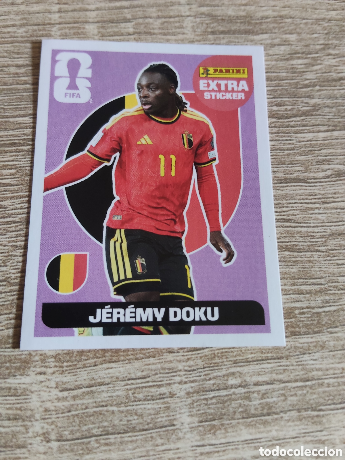 Cromos de F&uacute;tbol: Panini mundial 2026 Jeremy Doku B&eacute;lgica extra sticker