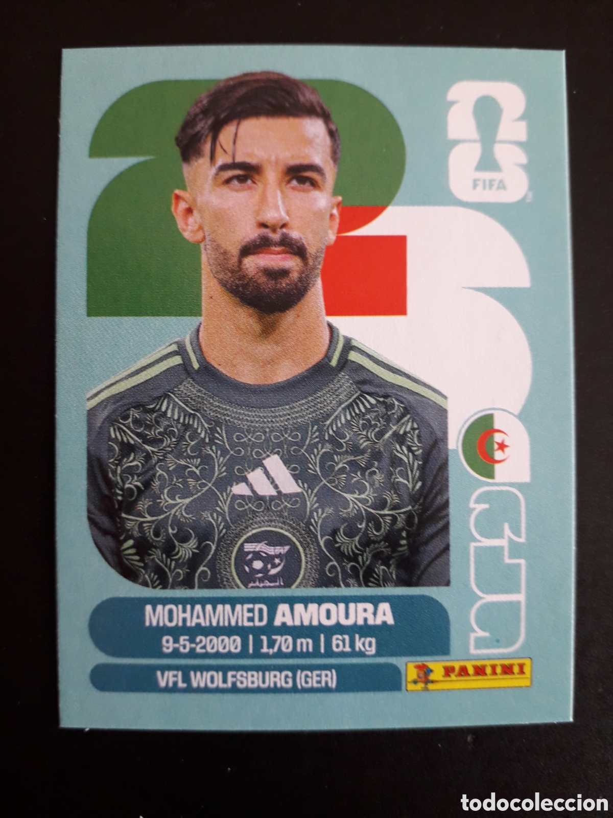 Cromos de F&uacute;tbol: AMOURA ARGELIA ALG 20 MUNDIAL F&Uacute;TBOL 2026 FIFA WORLD CUP PANINI SIN PEGAR PEDIDO M&Iacute;NIMO 3&euro;