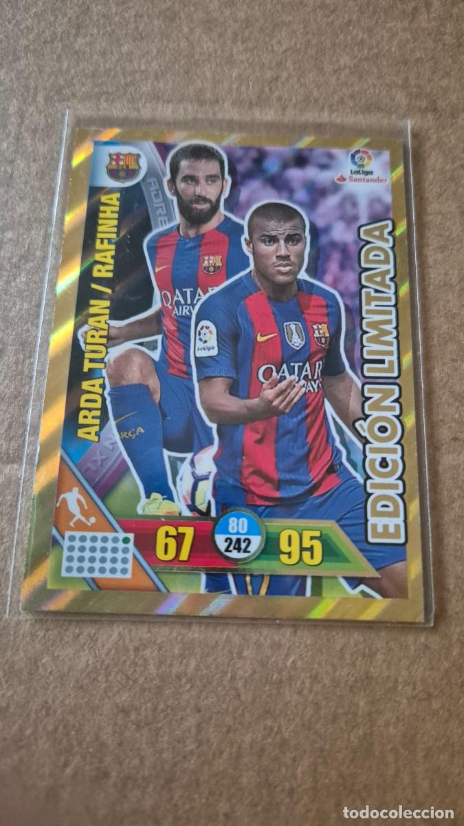 Cromos de F&uacute;tbol: ADRENALYN XL 2016 2017 EDICION LIMITADA ARDA TURAN/RAFINHA DEL BARCELONA