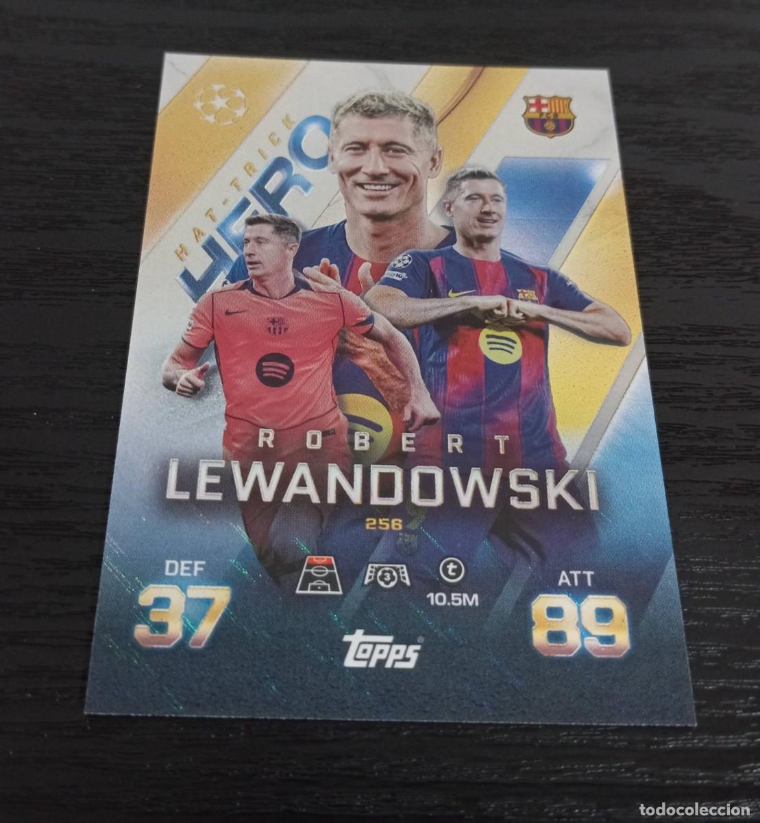 Cartes &agrave; collectionner de Football: -TOPPS MATCH ATTAX 25-26 EXTRA : 256 LEWANDOWSKI ( BARCELONA ) -- HAT TRICK HERO --