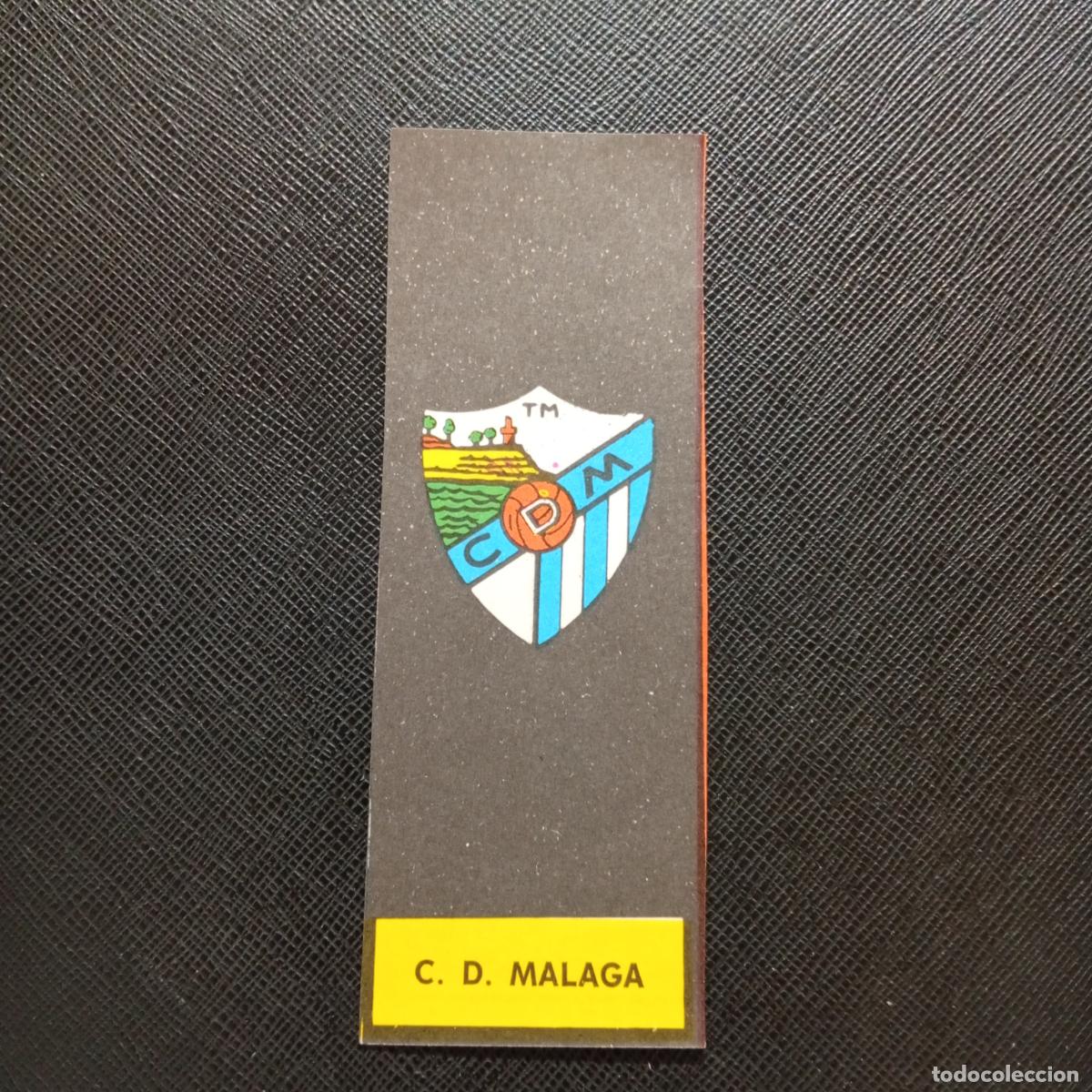 Cromos de F&uacute;tbol: ESCUDO MALAGA LA VOZ DE ASTURIAS JUGADORES UNO A UNO CROMO 1968 1969 FUTBOL