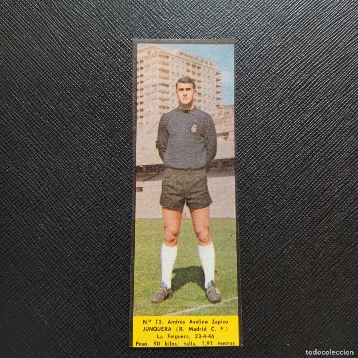 Cromos de F&uacute;tbol: 12 JUNQUERA REAL MADRID LA VOZ DE ASTURIAS JUGADORES UNO A UNO CROMO 1968 1969 FUTBOL