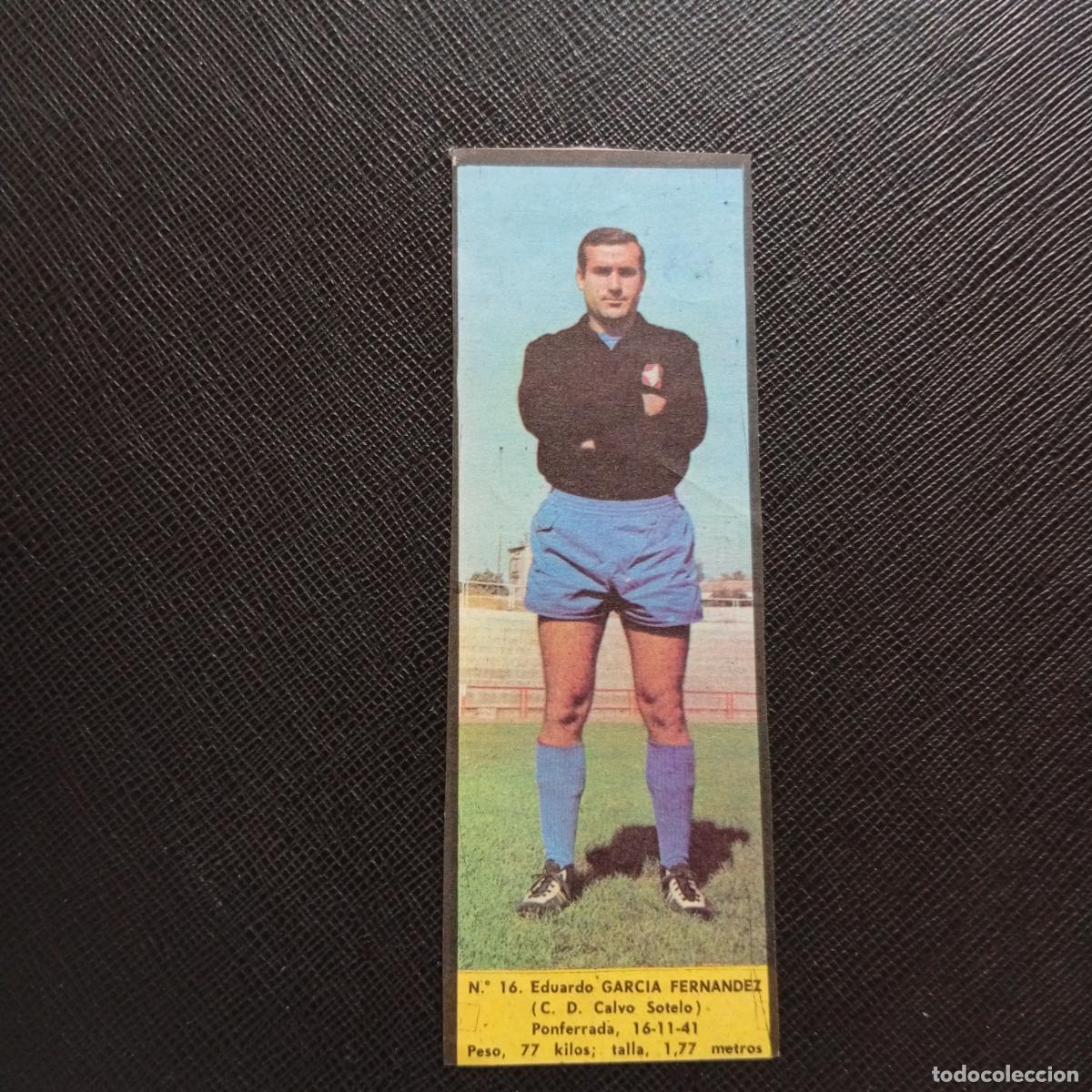 Cromos de F&uacute;tbol: 16 GARCIA FERNANDEZ CALVO SOTELO LA VOZ DE ASTURIAS JUGADORES UNO A UNO CROMO 1968 1969 FUTBOL